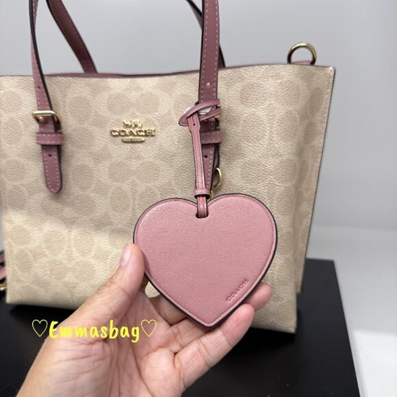 Last 1‼️Coach Mollie Tote Bag 25 Signature Canvas With Heart Charm CDF03 - Picture 5 of 10
